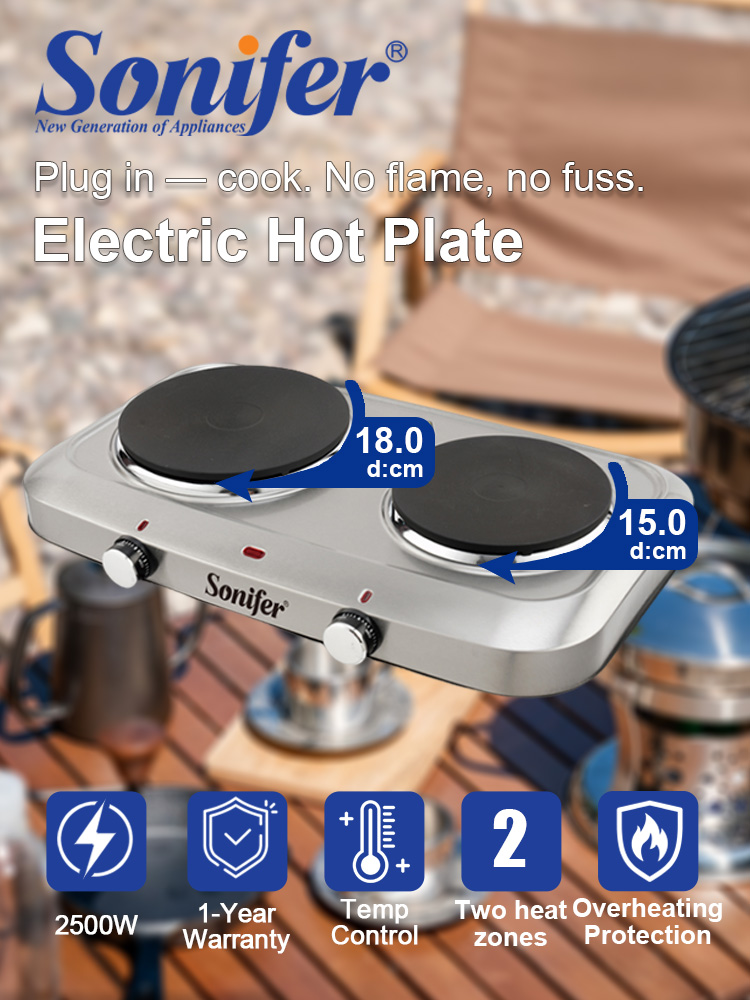 Hot Pot Portable Dual - Doppelbrenner Elektroherd Sonifer SF-3059 2500W Kochplatte