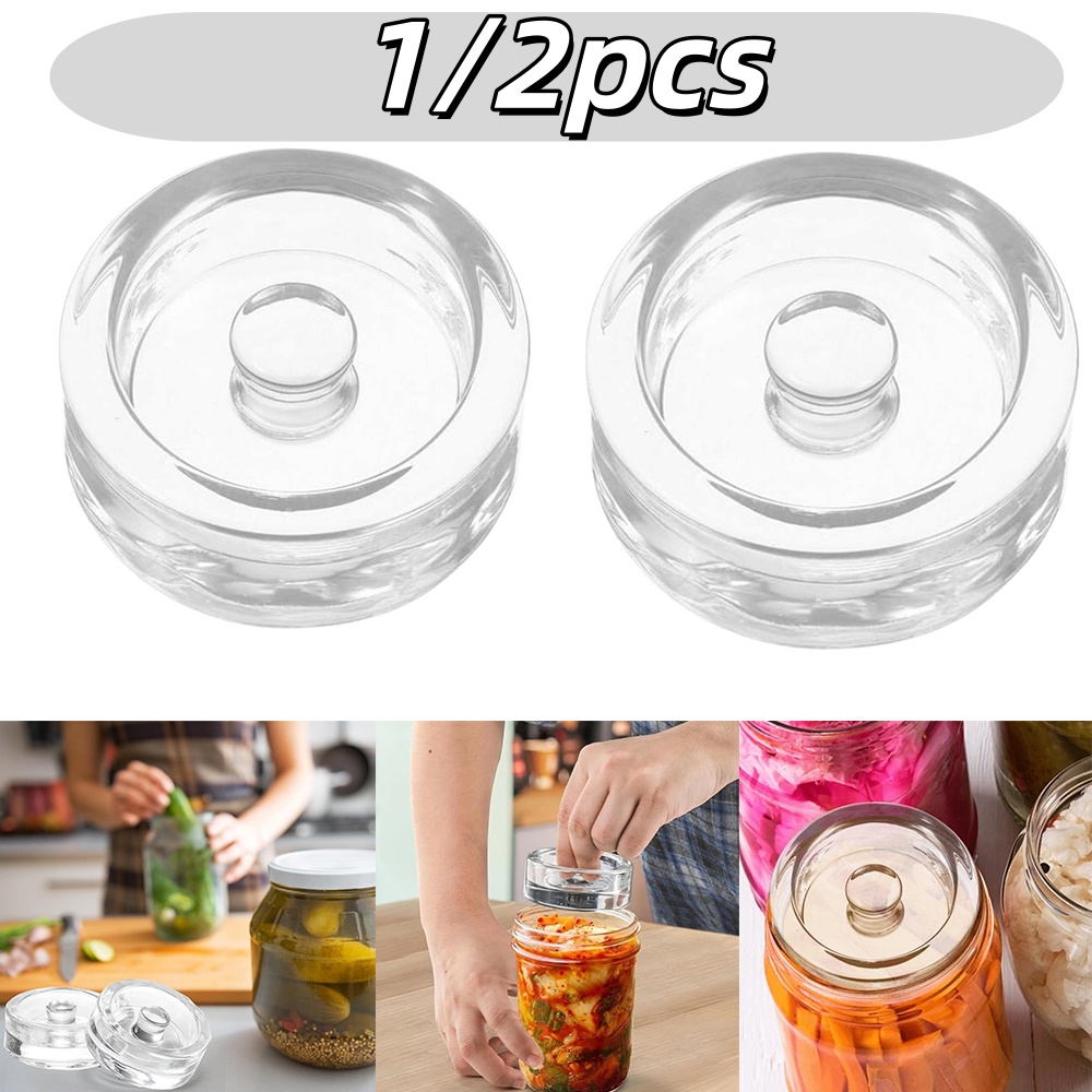 Fermentation Crock - 1/2 Stück fermentierte Glasgewichte, Weithals-Gläser, Deckel,