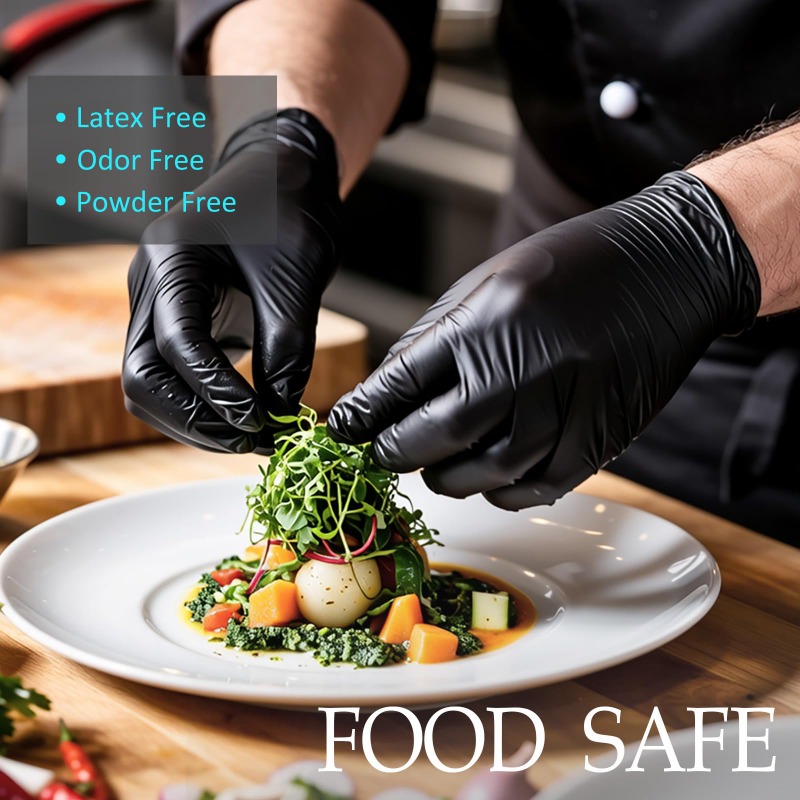 Home Cooking Meals - Einweghandschuhe Schwarz Nitrilhandschuhe für den Haushalt