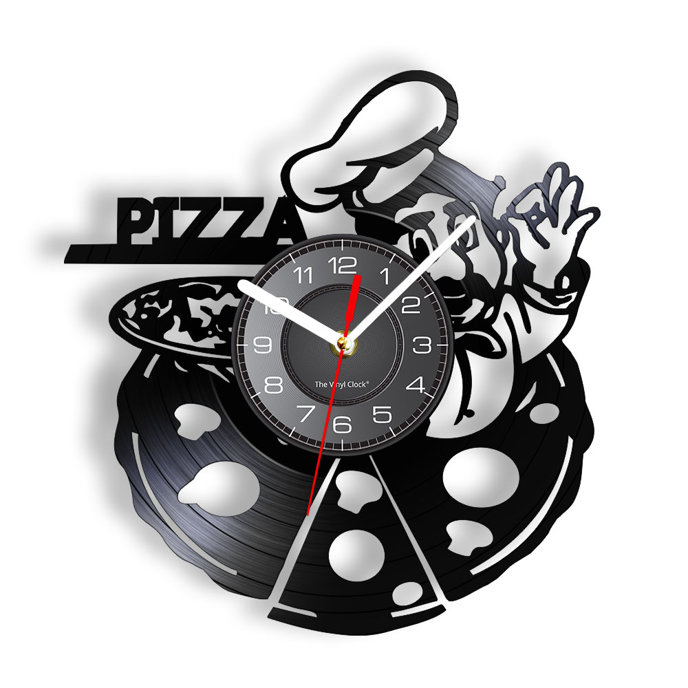 Home Cooking Business - Pizza Italien Stil Schallplatte Wanduhr Pizzeria