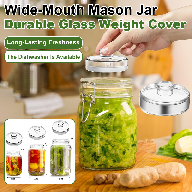 Fermentation Crock - Weithals-Einmachgläser mit Glasdeckel - Langlebiges Glas-Fermentationsset,