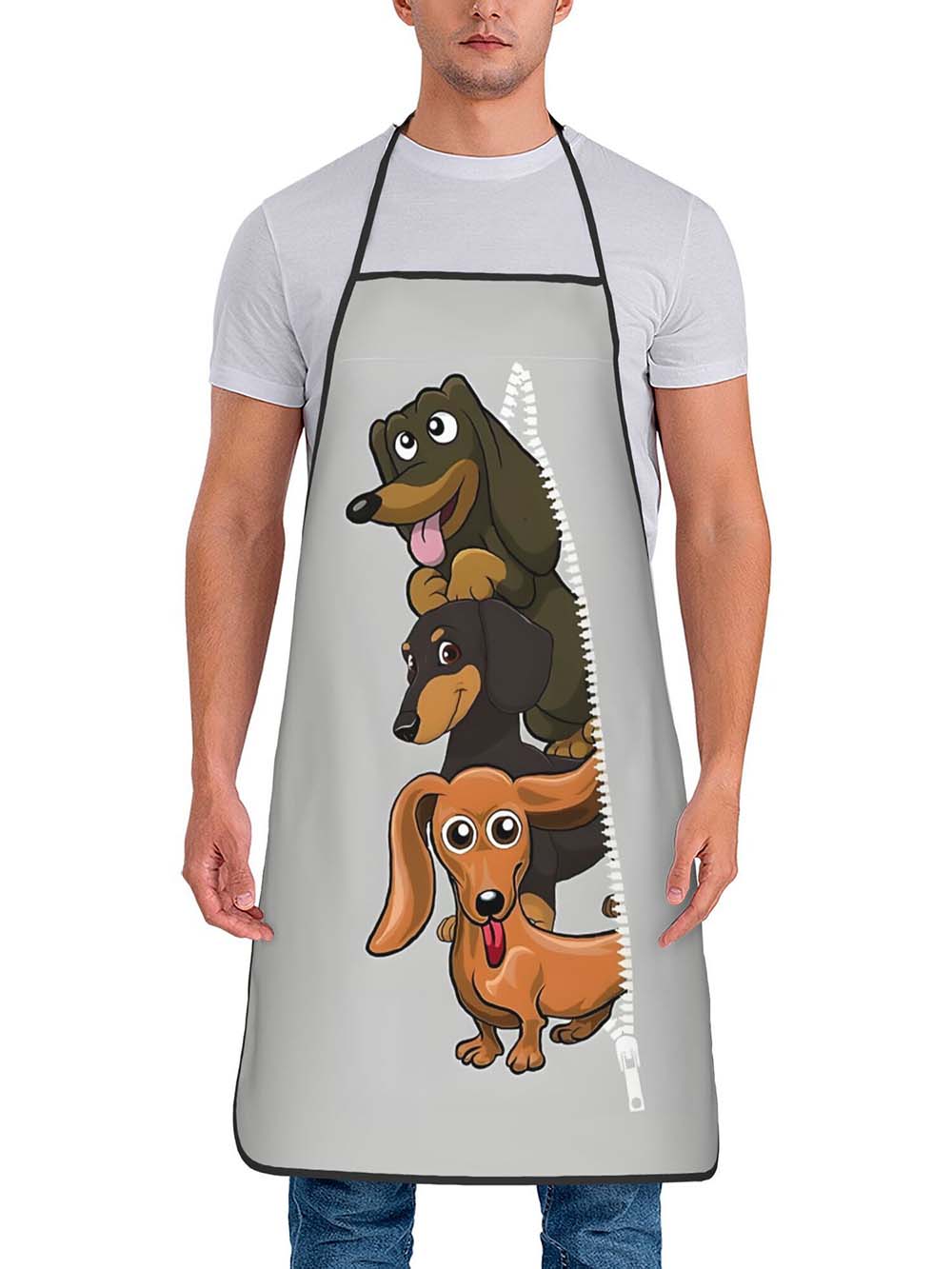 Home Cooking Dog Food - 1 Stück Niedliche Cartoon-Dackel-Druck Küchenschürze, Wasserdichte