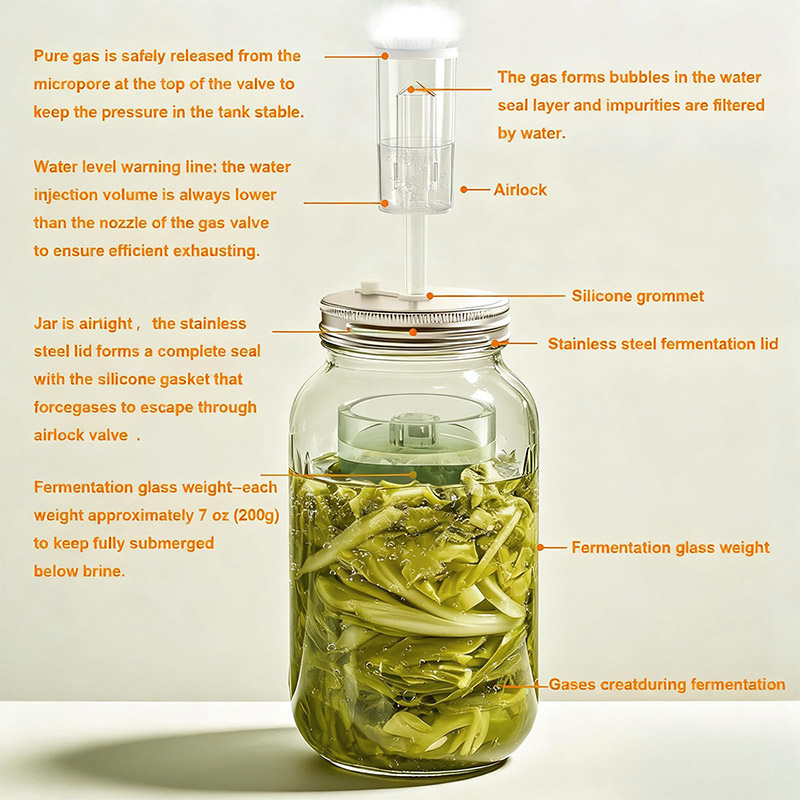 Fermentation Crock - Fermentations-Set, Einmachgläser mit Weiter Öffnung, Sauerkraut-Set