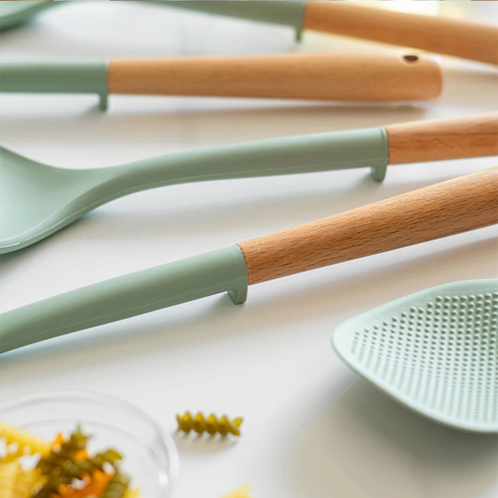 5 Stück weißes Silikon Holzgri – Home Cooking Utensil Set Bewertung und Preis