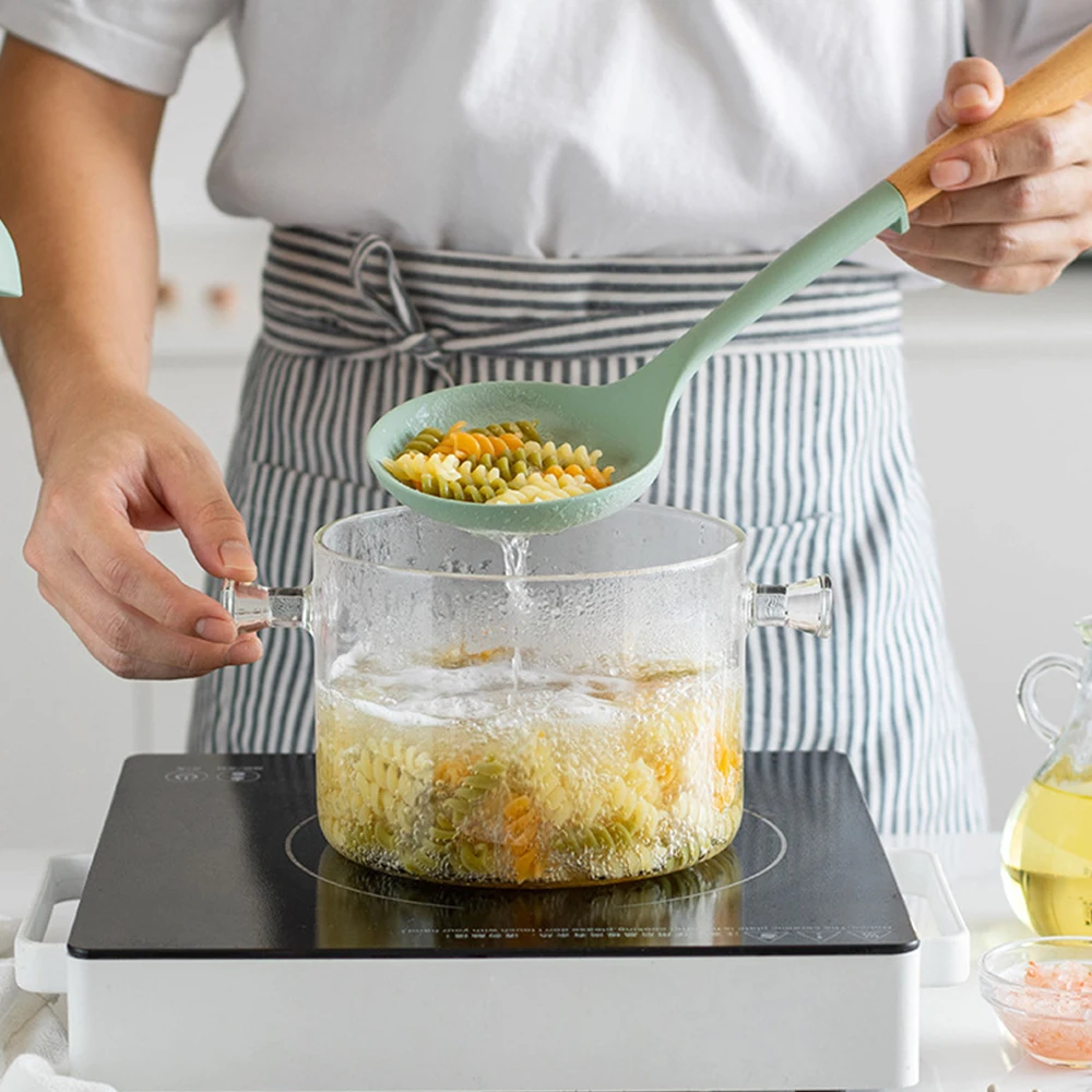 5 Stück weißes Silikon Holzgri – Home Cooking Utensil Set Bewertung und Preis