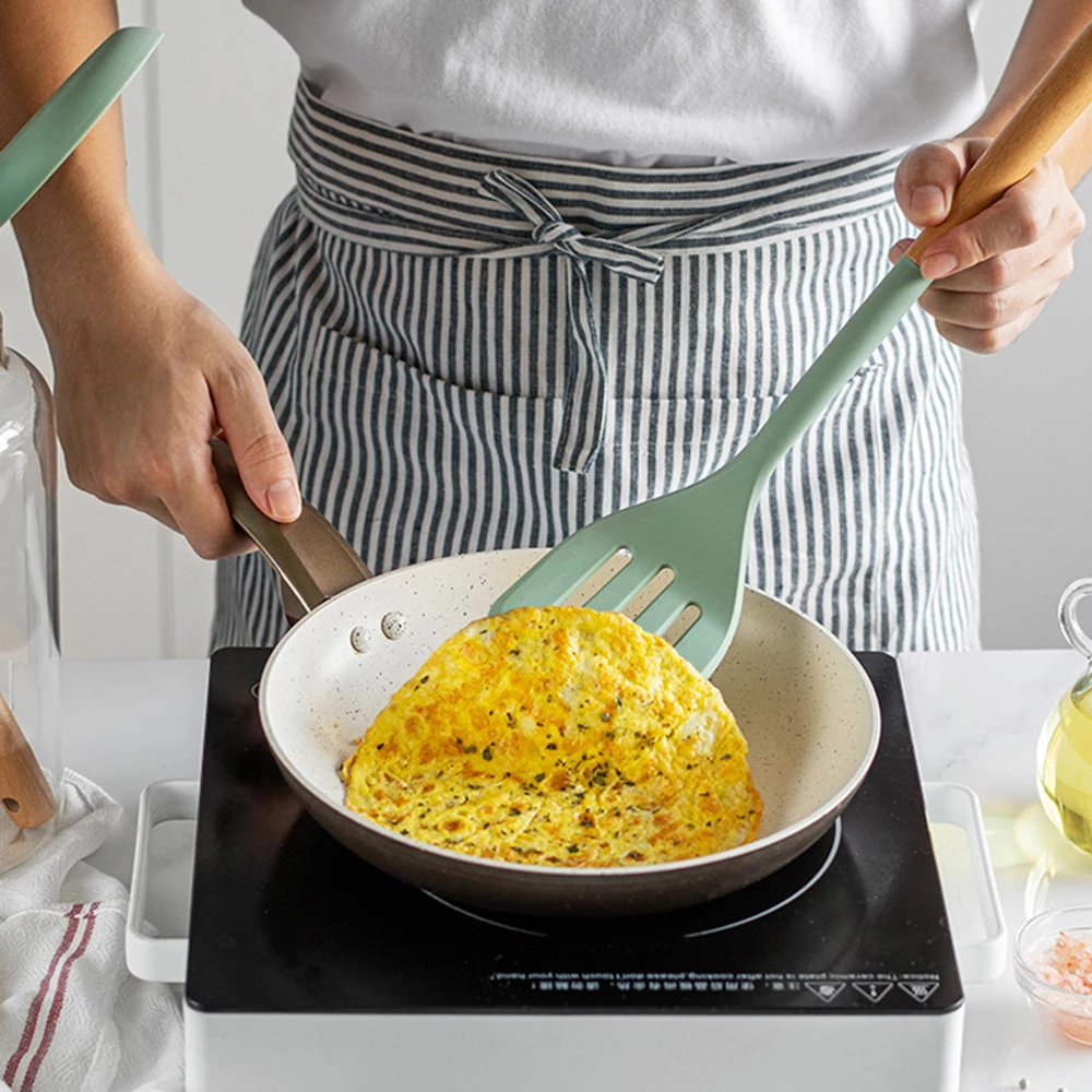 5 Stück weißes Silikon Holzgri – Home Cooking Utensil Set Bewertung und Preis